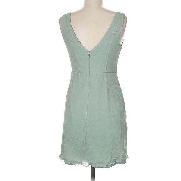 J Crew 100% Silk Sage Green Dress Crinkle Chiffon Overlay Fully Lined Sz 8P - Picture 3 of 6